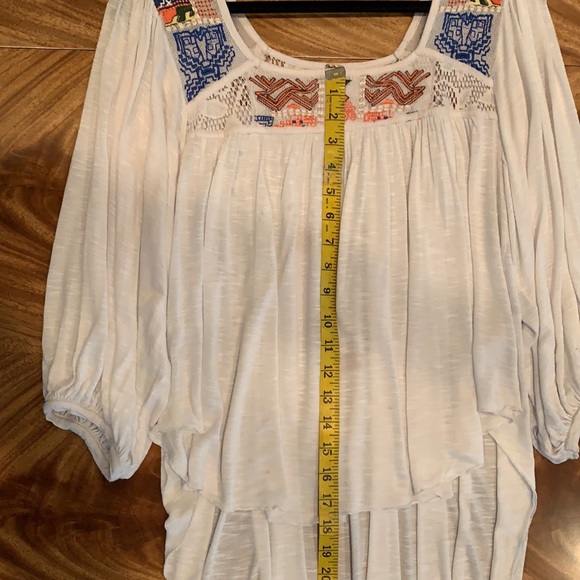 Free People Size M (US) Hand Embroidered Lace and Stretch Jersey Blouse - Picture 12 of 14